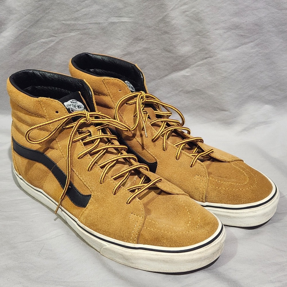 Vans Sk8-Hi Men Size 13 Wheat Tan Suede High Top Sneakers‎ Excellent Condition